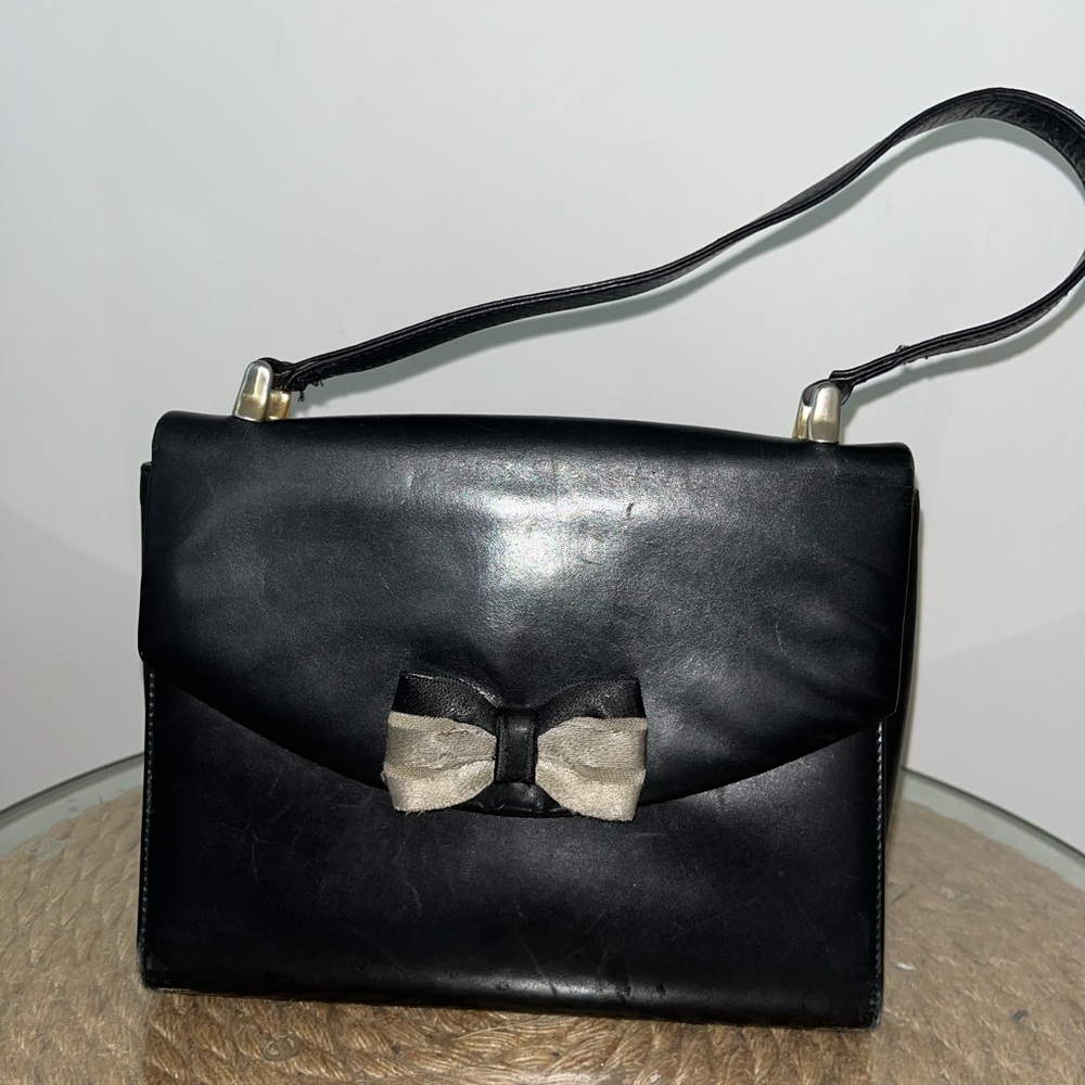 Bally Black Leather Shoulder Bag with Bow